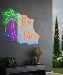 Bar Open Palm Tree Neon Sign Decor Art Sign Custom Neon Sign