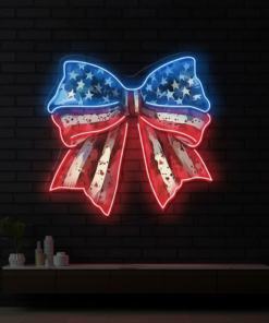 Patriotic Bow 4th of July Artwork Led Neon Sign