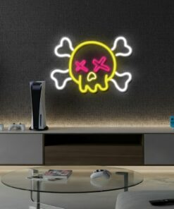 Skull and Bones Halloween Neon Sign