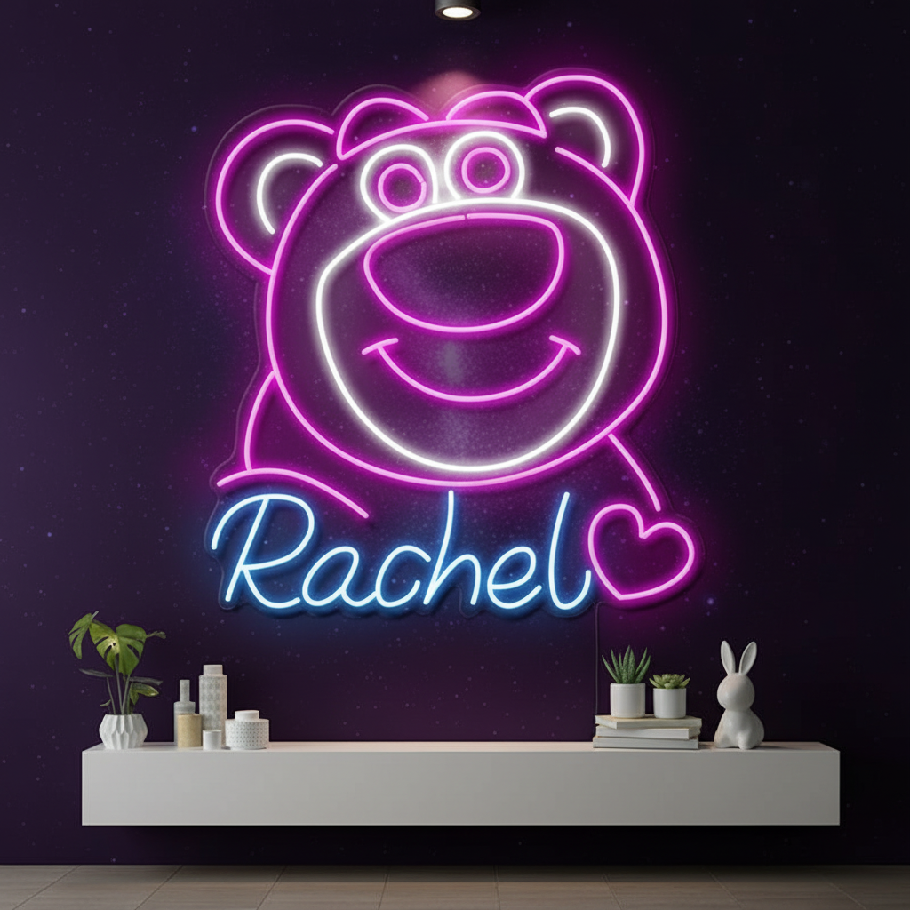 Cute Bear Neon Sign Custom Name Led Neon Sign Gift