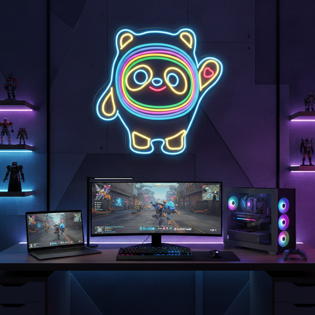 Panda Cartoon Neon Sign Kids Gift Room Decor Sign