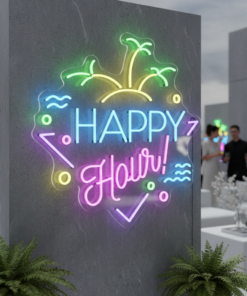 Alternative view of Custom Happy Hour Led Neon Sign Home Decor Sign