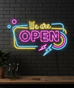 Alternative view of Colorful We're Open Led Neon Sign