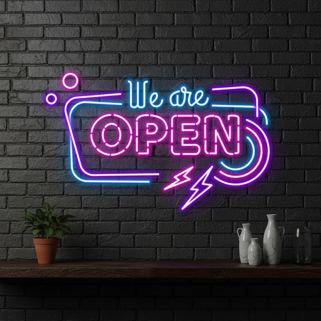 Colorful We're Open Led Neon Sign - Image 4