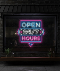 24 Hour Open Led Neon Sign Shop Decor Sign