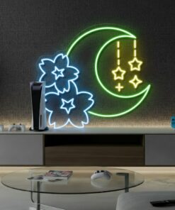 Alternative view of Sakura and Moon Neon Sign for Gaming Room Decor