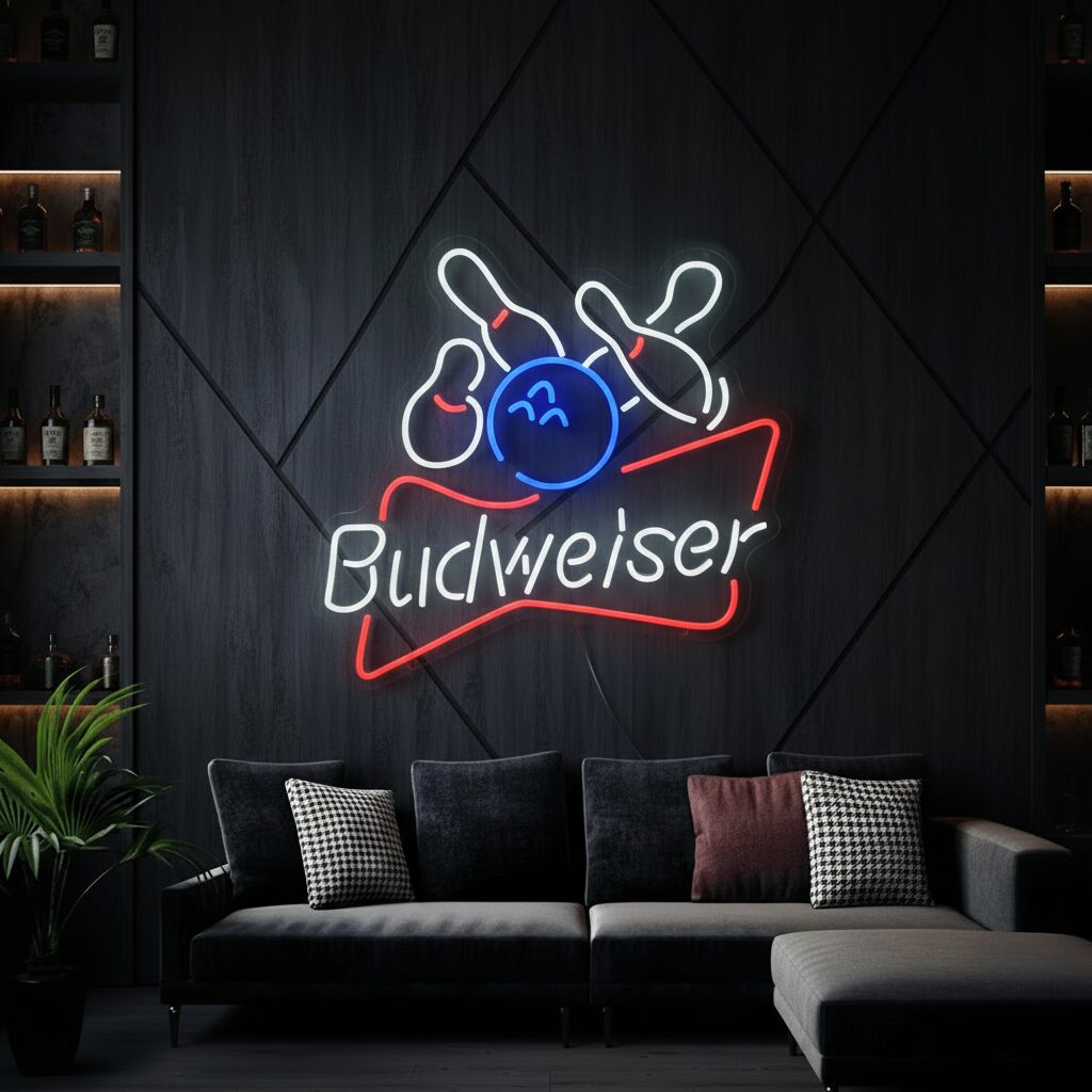 Budweiser Bowling Ball Led Neon Sign Bar Wall Decor Sign - Image 2