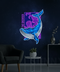 Alternative view of Blue Whale Neon Sign Home Business Wall Decor Art