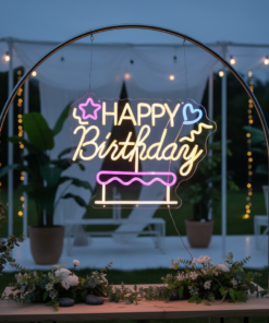 Happy Birthday&Cake Neon Sign