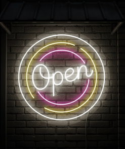 Circle Colorful Open Neon Sign Shop Decor Led Sign