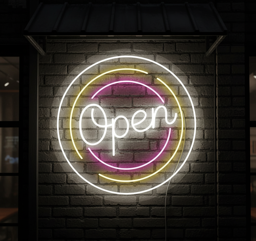Circle Colorful Open Neon Sign Shop Decor Led Sign
