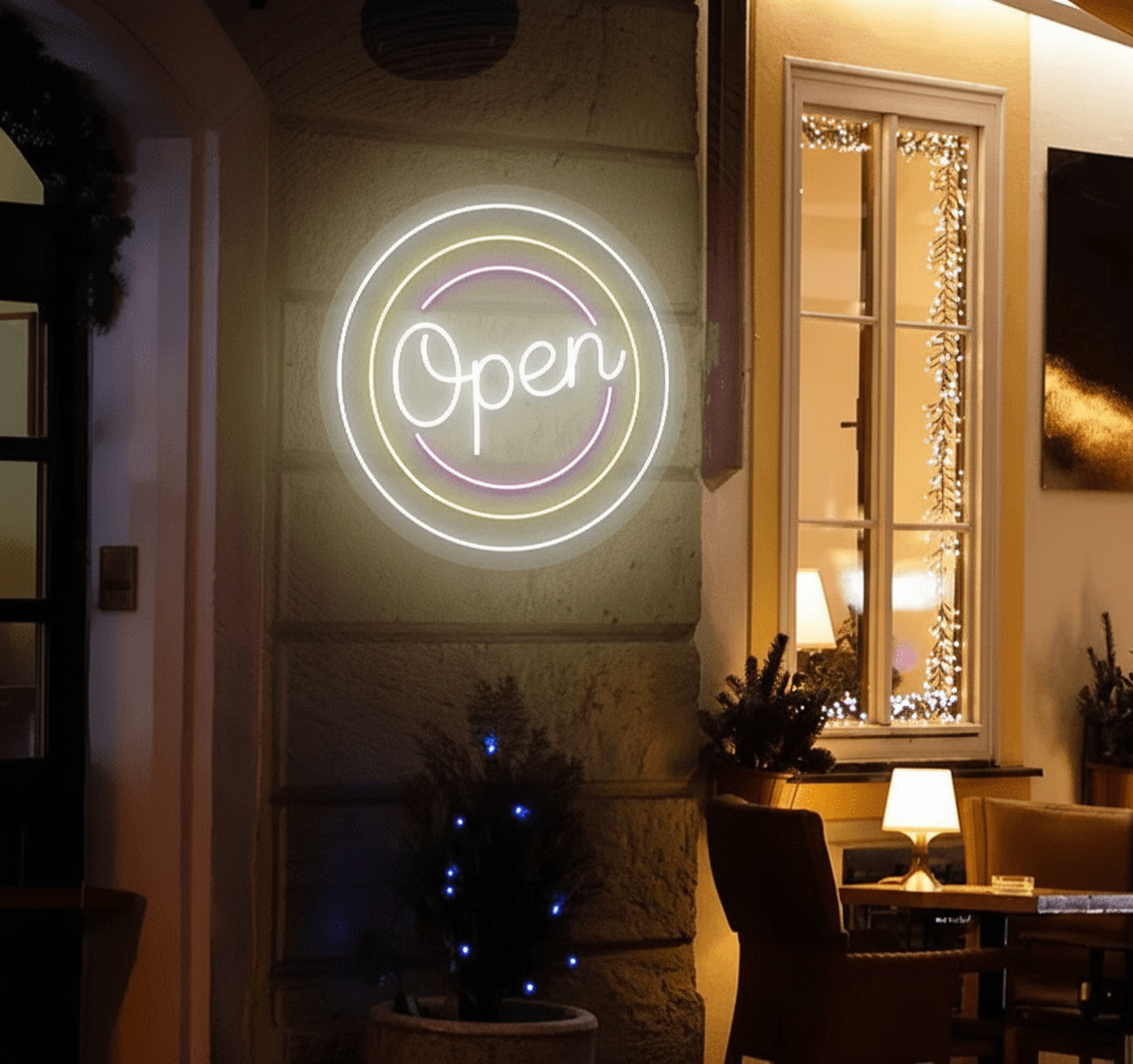Circle Colorful Open Neon Sign Shop Decor Led Sign - Image 2