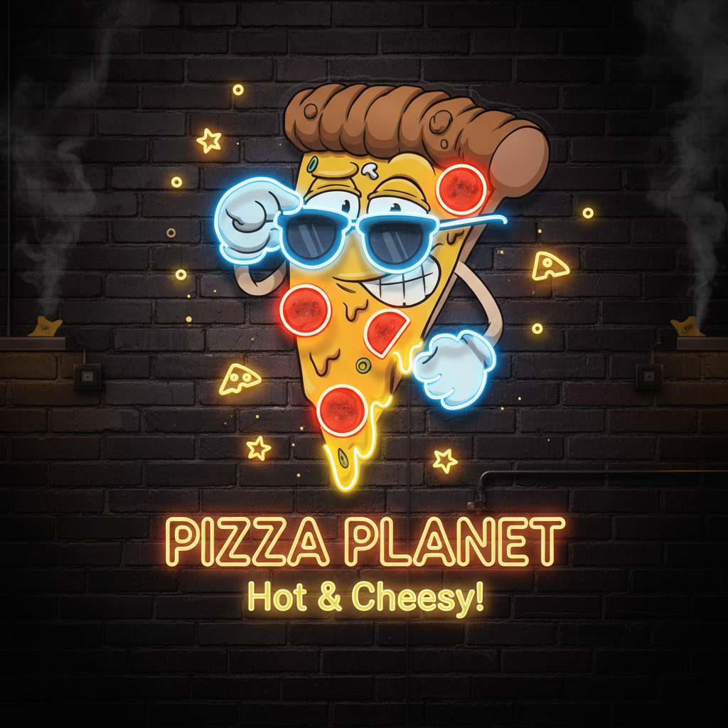 Cool Cartoon Pizza Custom Led Neon Signs for Wall Decor