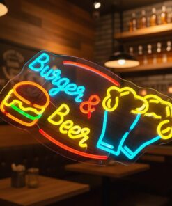 Alternative view of Custom Burger And Beer Neon Sign Fast Food Neon Light
