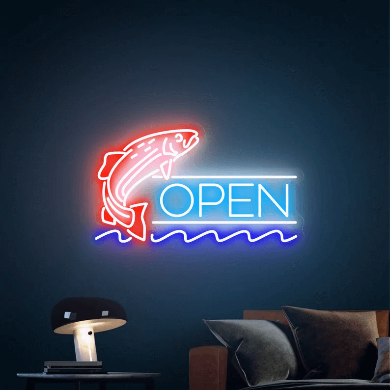 Fish Open Neon Sign Led Shop Decor Neon Sign - Image 7