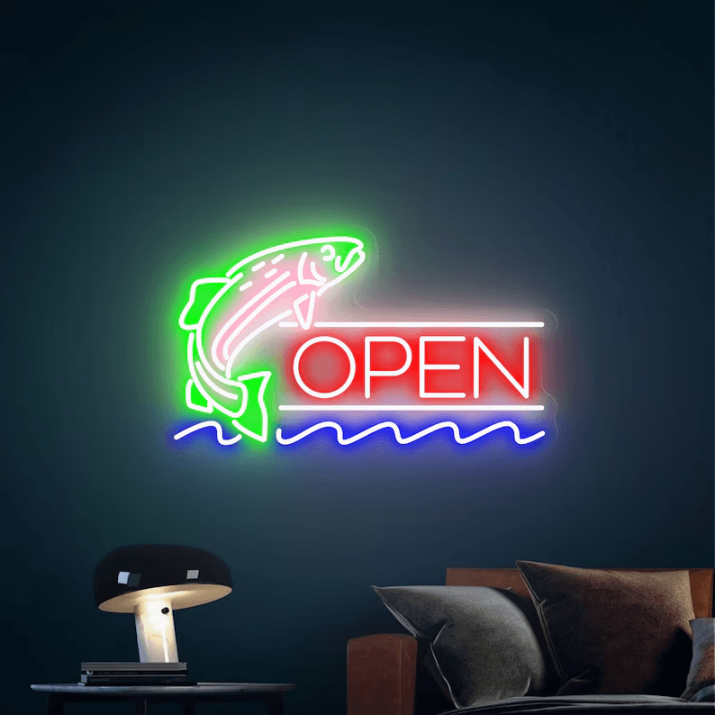 Fish Open Neon Sign Led Shop Decor Neon Sign - Image 8