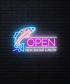 Fish Open Neon Sign Led Shop Decor Neon Sign