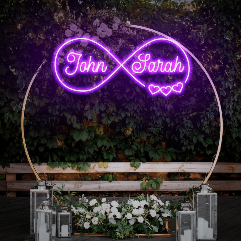 Last Name Neon Sign for Wedding Decor Personalized Name Sign