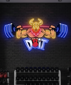 Lifting Barbell LED Neon Sign Gym Game Room Decor Sign