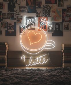 Love You A Latte Neon Sign Coffee Bar Decor Sign