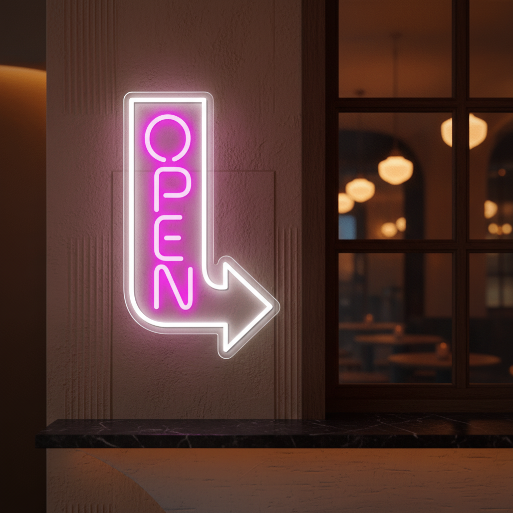 Open Arrow Neon Sign Led Business Open Sign
