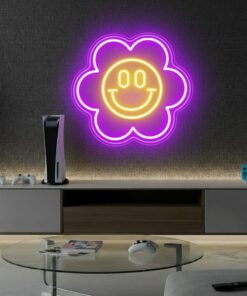 Alternative view of Smiley Face Flower Led Neon Sign Room Decor Sign