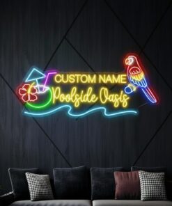 Alternative view of Custom Poolside Oasis Neon Sign Pool Bar Decor Coconut Sign