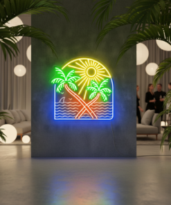 Sunset Neon Tropical  Palm Tree Led Neon Sign for Wall Decor
