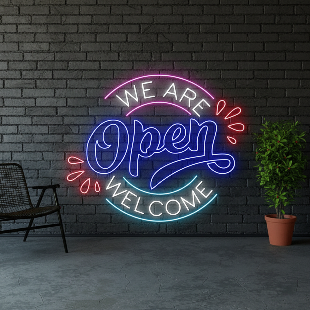 We Are Open Welcome Neon Sign - Image 2