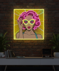 Wow Lady Pop Art LED Neon Sign Comic Pop Art Wall Decor