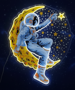 Alternative view of Astronaut Lying On The Moon Space Artwork Led Neon Sign
