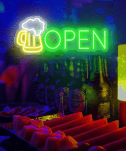 Alternative view of Beer Bar Open Led Light Sign Shop Decor Wall Art Sign
