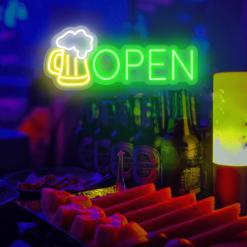 Beer Bar Open Led Light Sign Shop Decor Wall Art Sign - Image 2