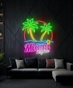 Alternative view of Tropical Miami Nights Neon Wall Decor Sign