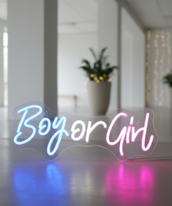 Boy or Girl  Neon Sign for Baby Shower&Gender Reveal Party Decor