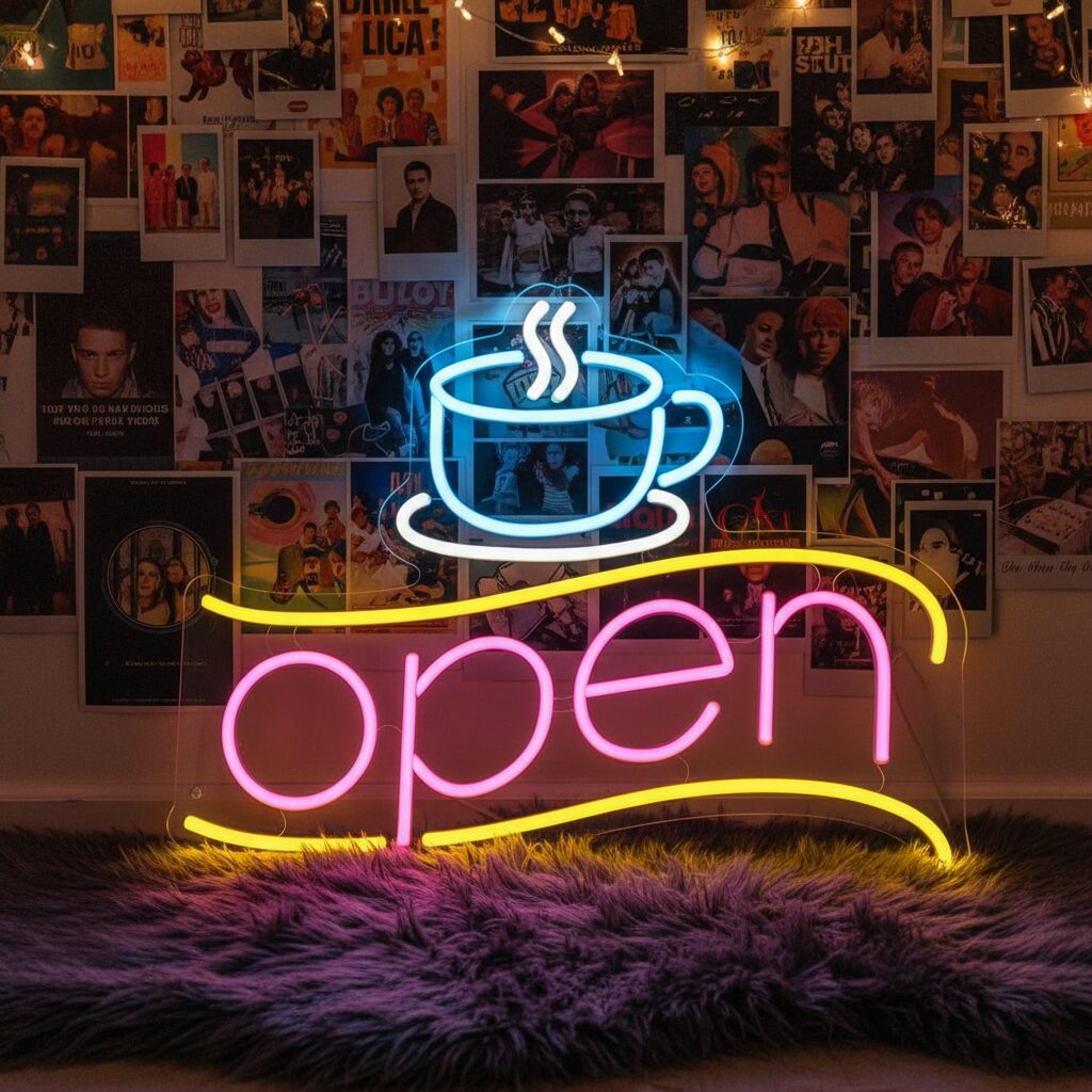Coffee&Open Led Neon Sign for Shop Decor - Image 3