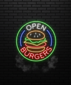 Burger Shop Open Led Neon Sign
