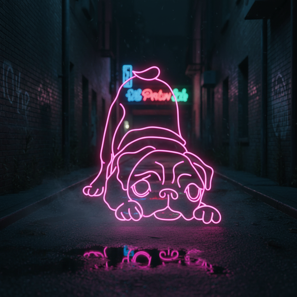 Pug Dog Led Neon Sign - Image 2