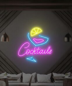 Cocktails Neon Sign Bar Neon Sign Wall Art