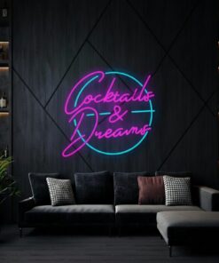 Alternative view of Cocktails and Dreams Neon Sign Bar Wall Decor Sign