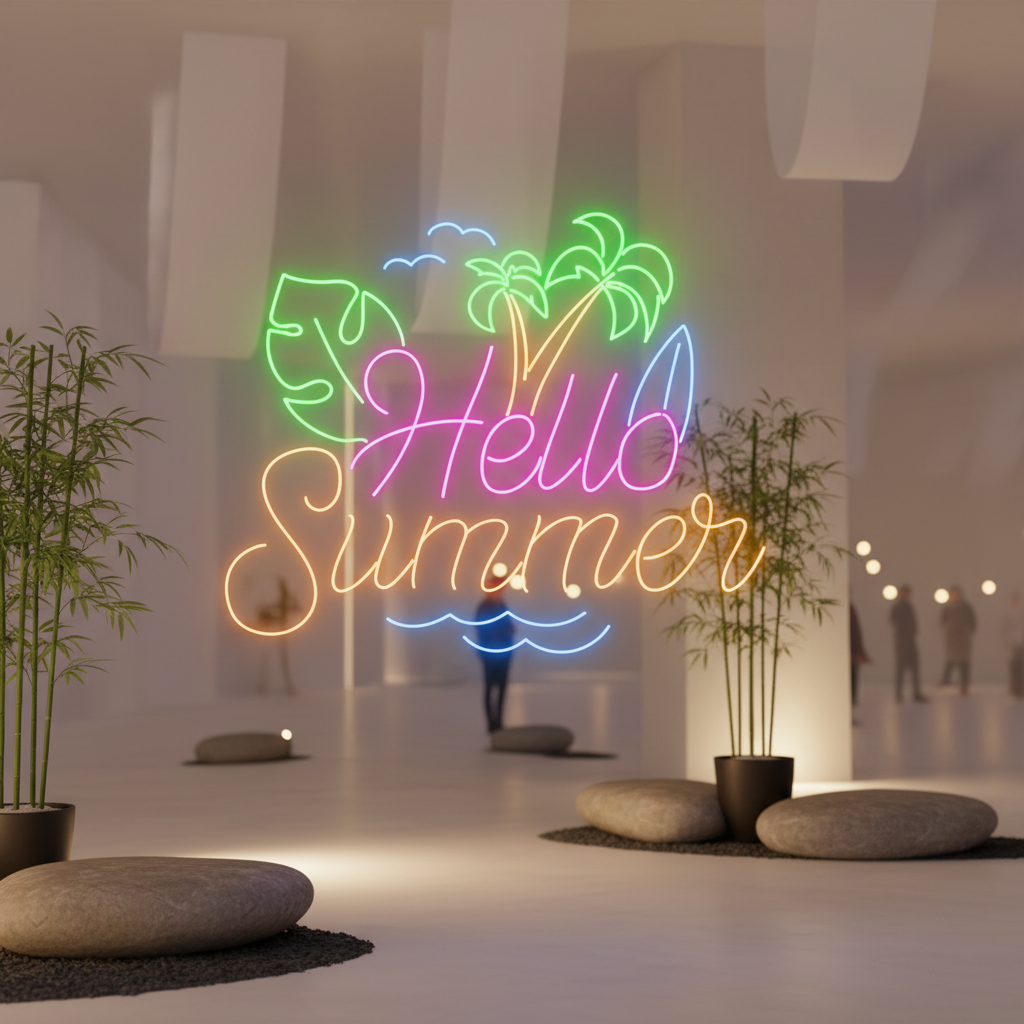 Hello Sunshine Neon Sign Summer Palm Tree Neon Sign