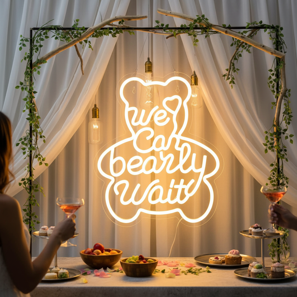 We Can Bearly Wait Neon Sign for Baby Shower Birthday Party Decor - Image 4