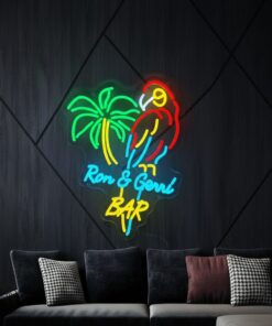 Alternative view of Tiki Bar Parrot Palm Tree Custom Led Neon Sign