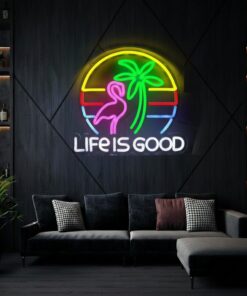 Life Is Good Palm Tree Neon Signs for Bar Wall Decor
