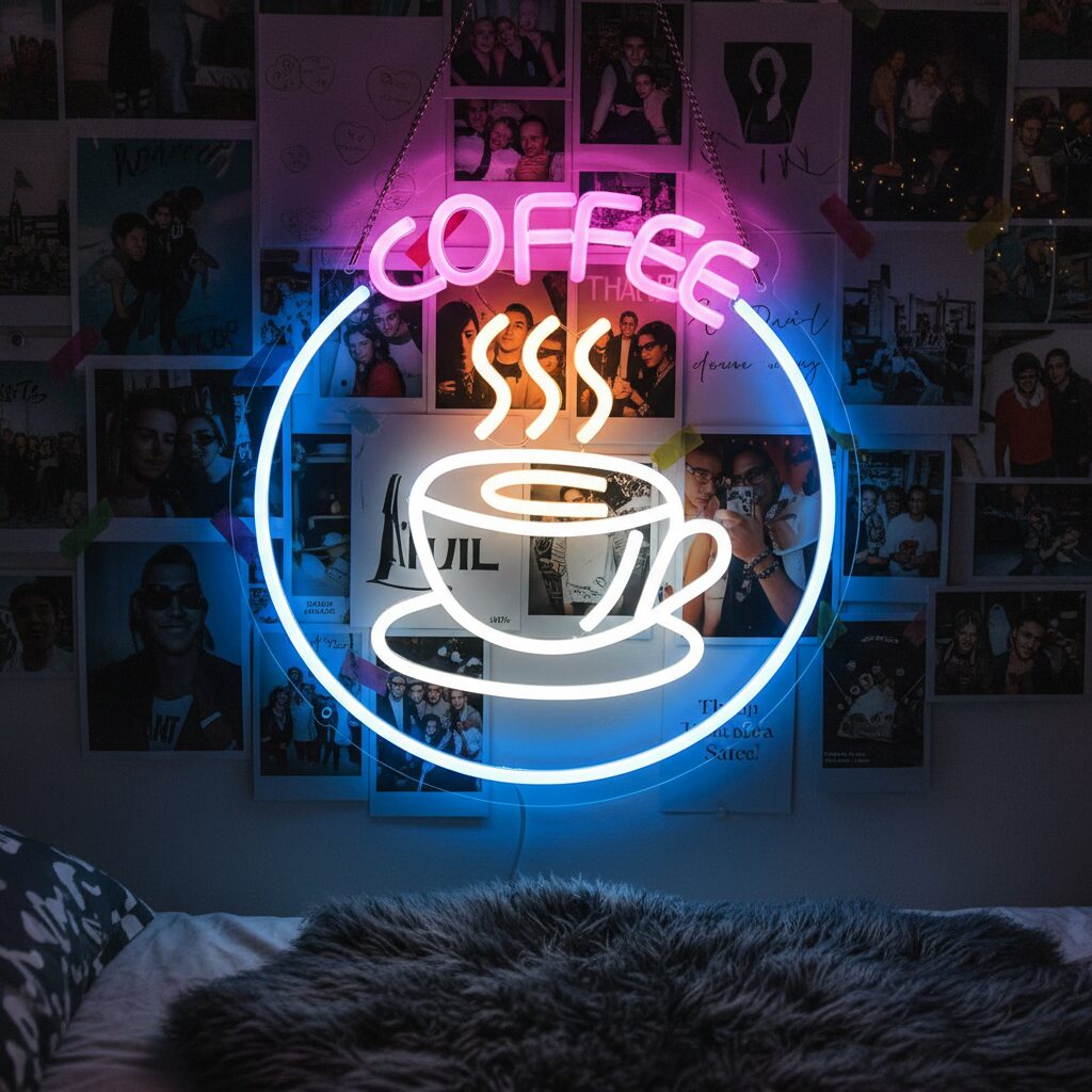 Coffee Neon Sign Round Neon Sign - Image 2