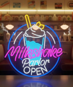 Alternative view of Milkshake Shop Open Neon Sign Wall Decor Sign