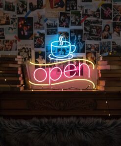 Coffee&Open Led Neon Sign for Shop Decor