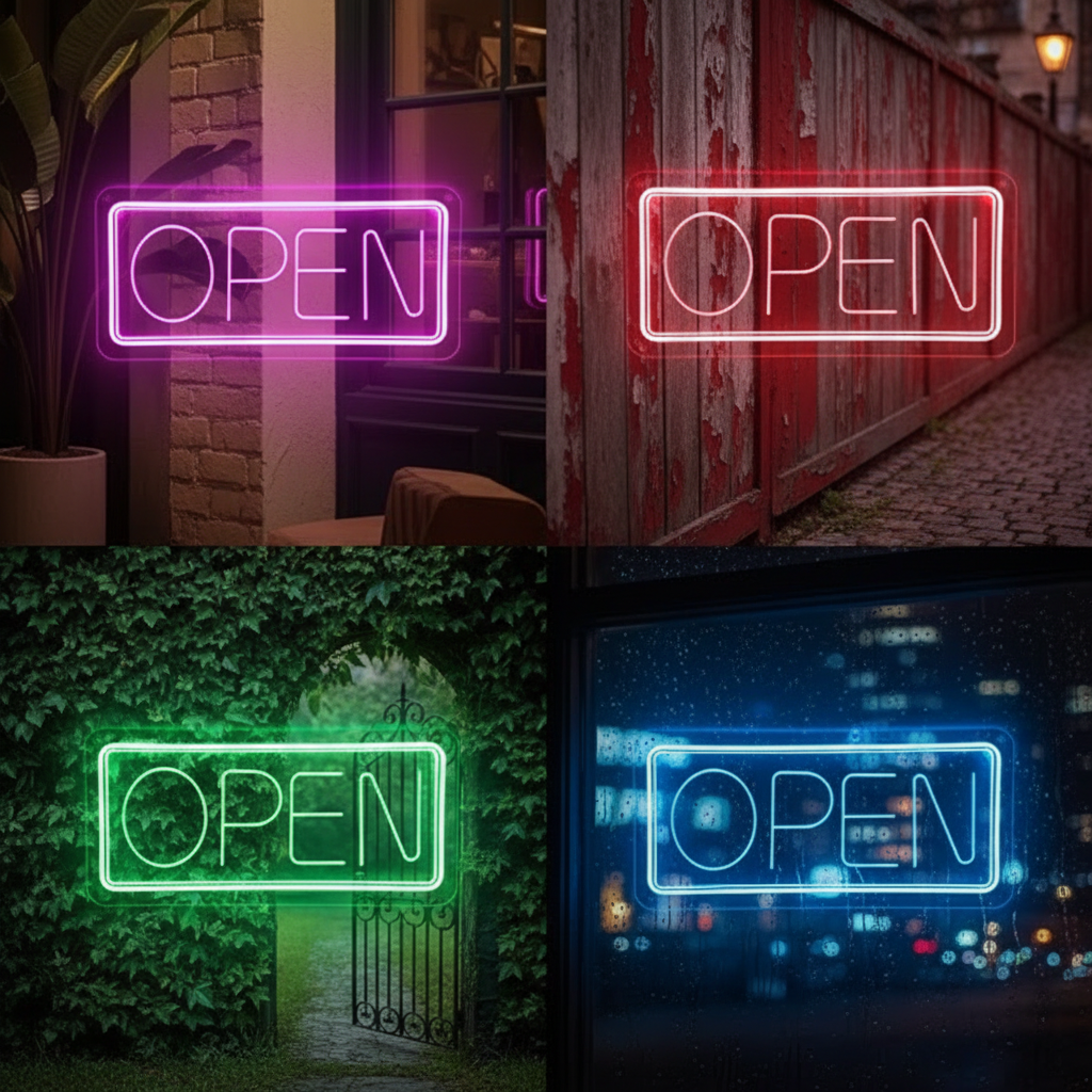 OPEN Welcome LED Neon Sign Custom Business Bar Sign - Image 2