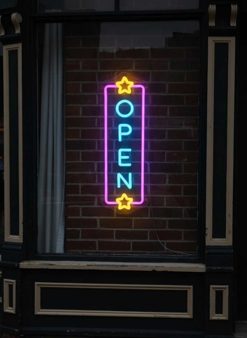 Vertical Open Led Neon Sign Business Shop Decor Sign - Image 2