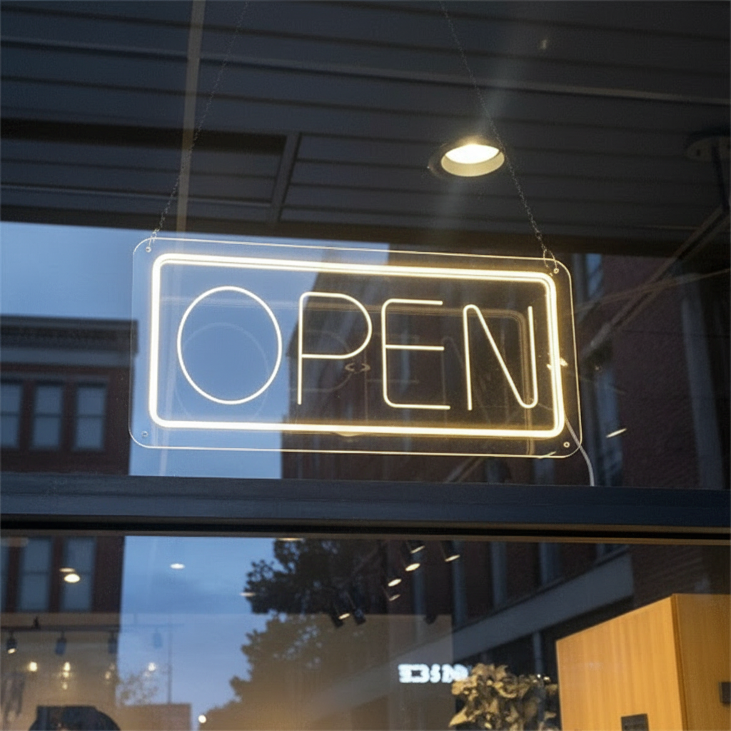 OPEN Welcome LED Neon Sign Custom Business Bar Sign - Image 3